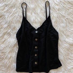 Wishlist Black Tank with Faux Buttons